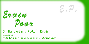 ervin poor business card